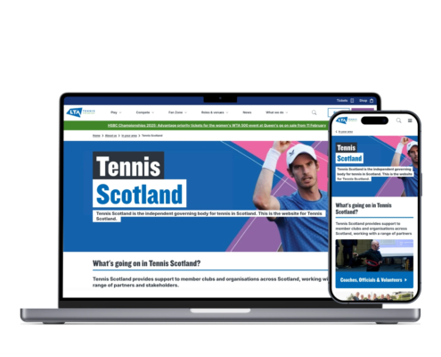 Tennis Scotland website. Branding, SEO & Direct Marketing