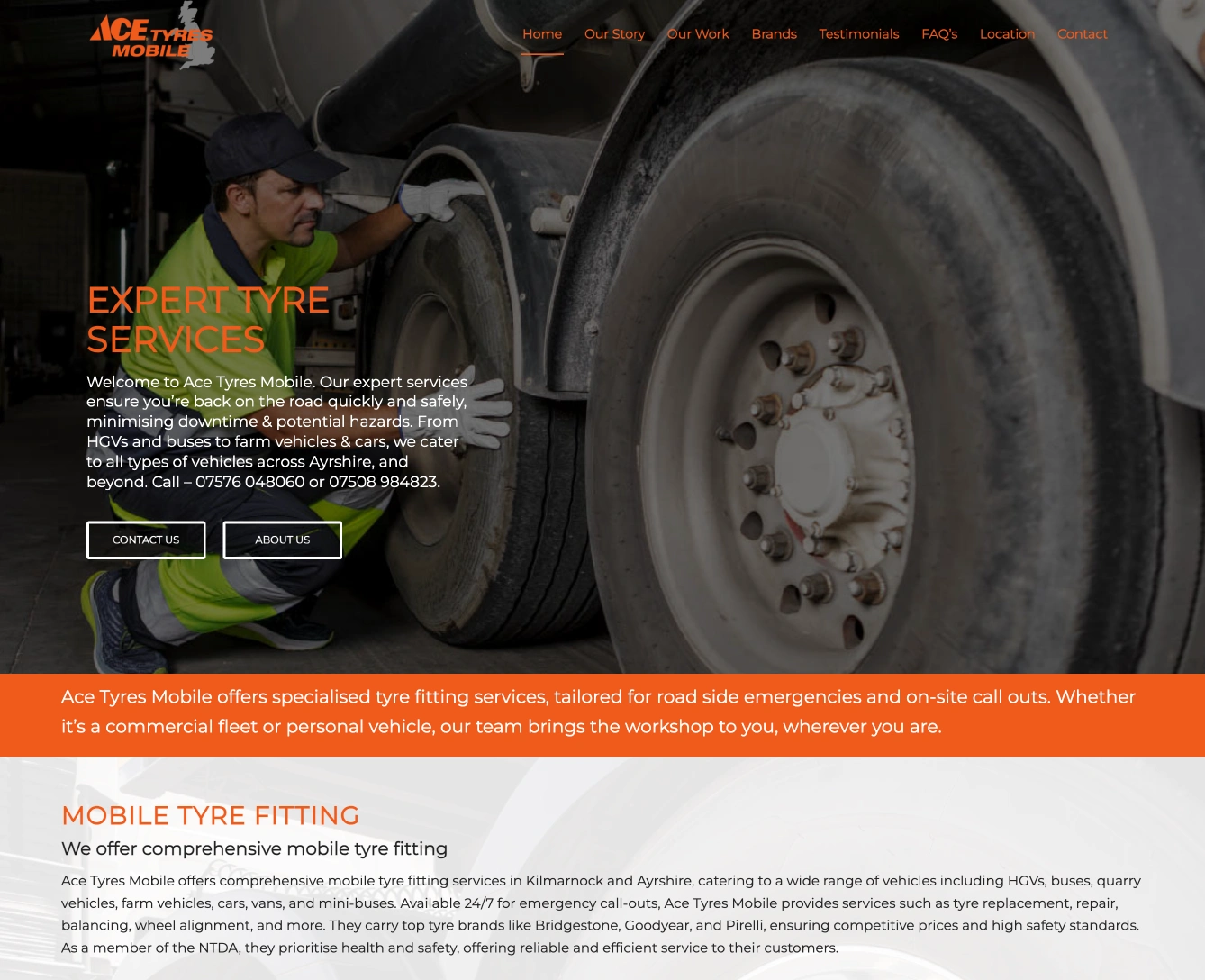 Ace tyres website from Levelone Creative